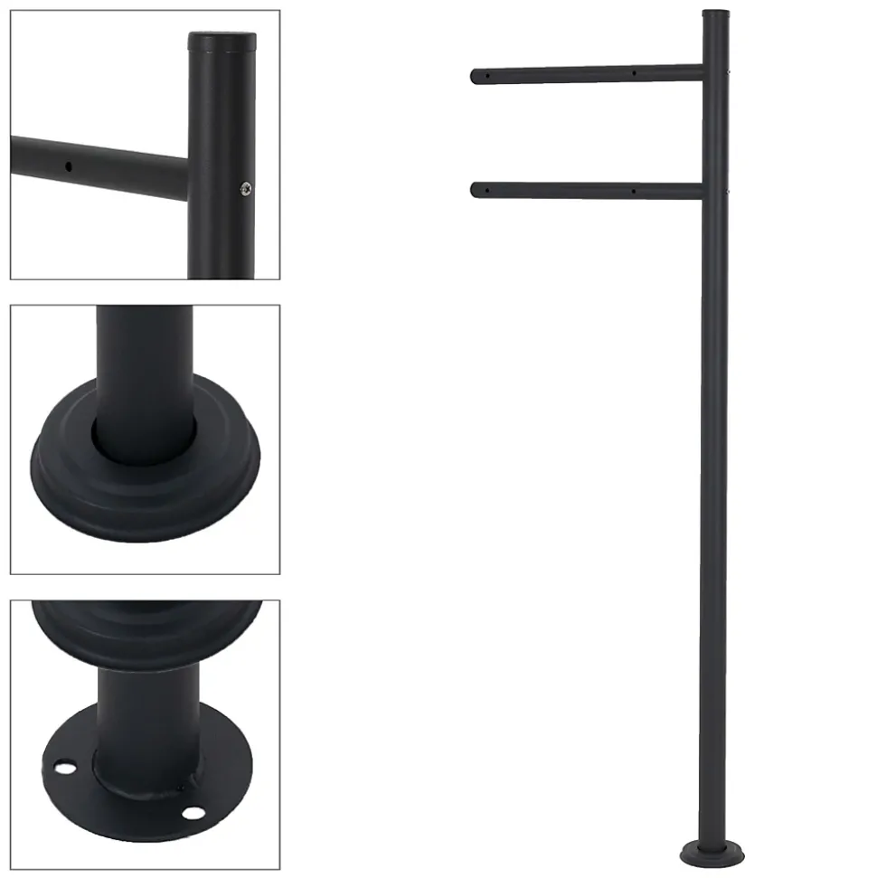 Boîte aux lettres anthracite / imitation bois avec support acier et kit montage