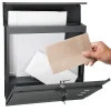 Boîte aux lettres avec compartiment à journaux avec support poteau anthracite