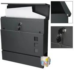 Boîte aux lettres avec support mailbox anthracite moderne avec 2 clés incluses