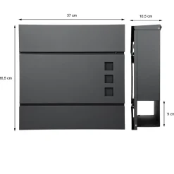 Boîte aux lettres avec support mailbox anthracite moderne avec 2 clés incluses