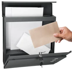 Boîte aux lettres avec support mailbox anthracite moderne avec 2 clés incluses