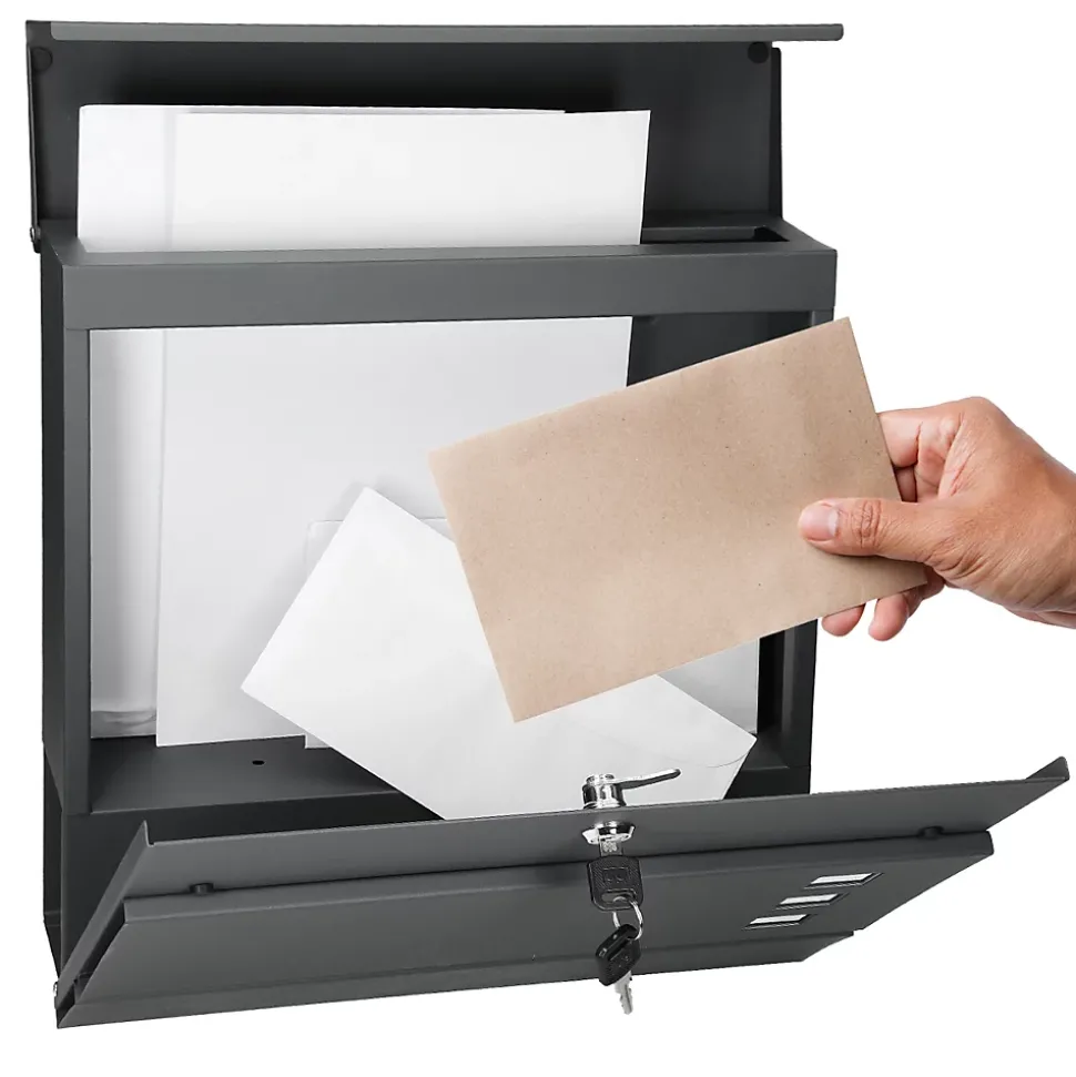 Boîte aux lettres avec support mailbox anthracite moderne avec 2 clés incluses