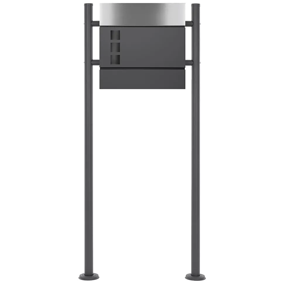 Boîte aux lettres avec support boîte postale anthracite/argent sur pieds +2 clés