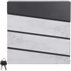 Boîte aux lettres en acier optique marbre blanc murale moderne + 2 clés inclus