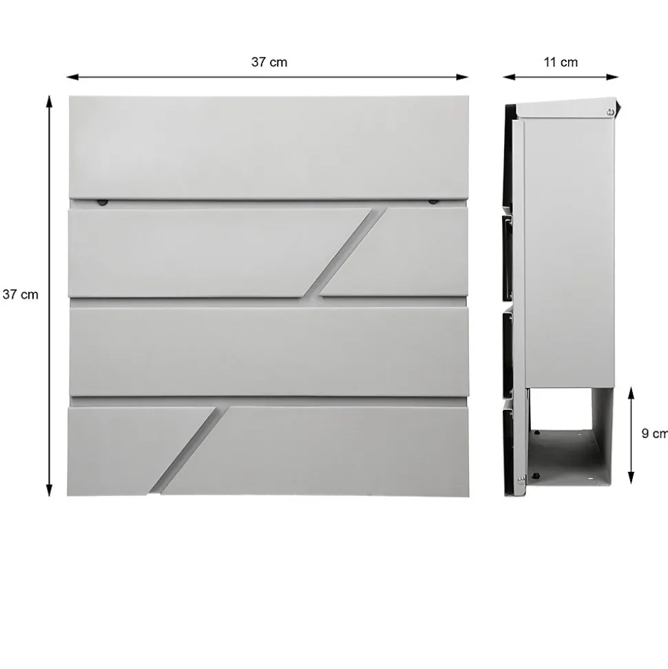 Boîte aux lettres gris clair avec support boîte postale sur pieds acier + 2 clés