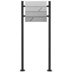 Boîte aux lettres gris clair avec support boîte postale sur pieds acier + 2 clés