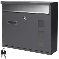 Boîte aux lettres murale avec porte-journaux acier inoxydable anthracite moderne