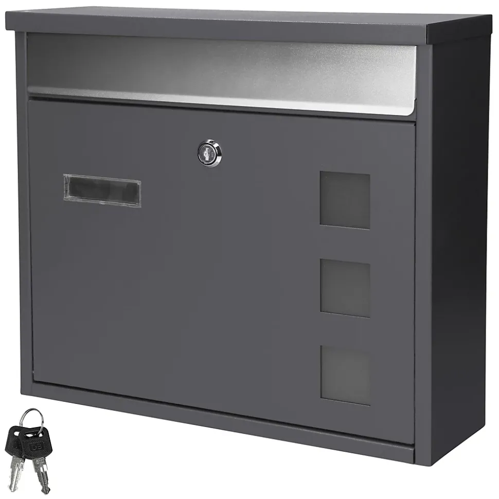 Boîte aux lettres murale avec porte-journaux acier inoxydable anthracite moderne
