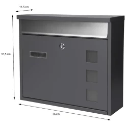 Boîte aux lettres murale avec porte-journaux acier inoxydable anthracite moderne