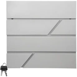 Boîte aux lettres murale gris clair avec 2 clés compartiment à journaux postale