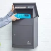 Boîte aux lettres 1 porte Boîte à colis SMART PARCEL BOX Gris foncé en acier