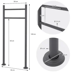 Boîte aux lettres sur pieds boîte postale anthracite imitation bois avec support