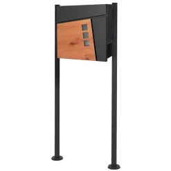 Boîte aux lettres sur pieds boîte postale anthracite imitation bois avec support