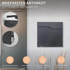 Boîte aux lettres sur une pied argent boîte postale anthracite moderne 37x11 cm
