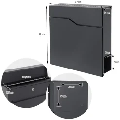Boîte aux lettres sur une pied argent boîte postale anthracite moderne 37x11 cm