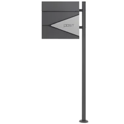 Boîte aux lettres sur une pied boîte postale en acier anthracite/argent moderne