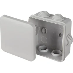 Boîte de dérivation carrée extérieure avec 7 passe-câbles et système de verrouillage 80 x 80 x 45 mm Schneider Electric Mureva gris