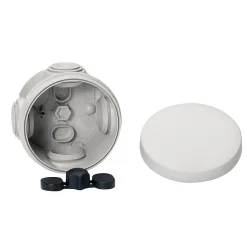 Boîte de dérivation ronde extérieure avec 4 passe-câbles et système de verrouillage 60 x 40 mm Schneider Electric Mureva Box gris