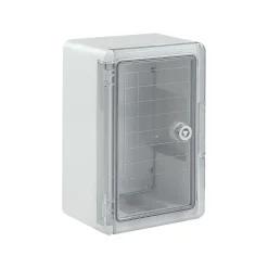 Boîtier hermétique ABS avec porte transparente, plaque de montage galvanisée et verrouillage sécurisé - H 30 x L 20 P 13 cm