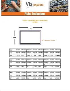 Bouchon rectangle pour tube 150X50 épaisseur tole du tube 2 à 4 nylon noir - 30 pièces