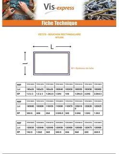 Bouchon rectangle pour tube 40X20 épaisseur tole du tube 0.8 à 3 nylon noir - 1 pièce
