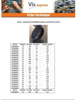 Bouchon rond pour tube Diamètre Extèrieur 18 Intérieur 14-16 nylon noir - 30 pièces