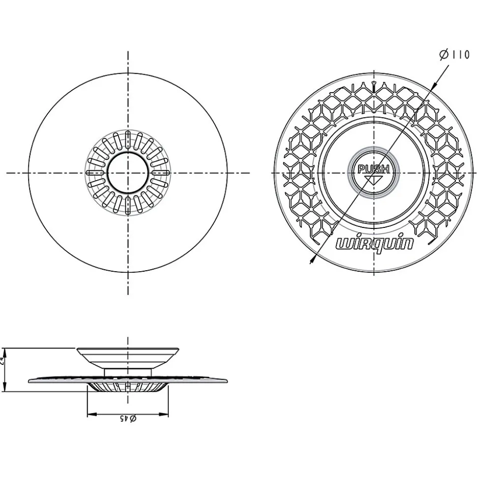 Bouchon universel Wirquin Uppy 2 en 1 ø110 mm blanc