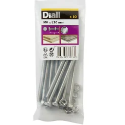 10 boulons tête héxagonale inox 6 x 70 mm