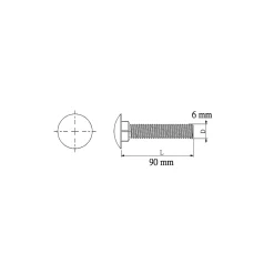 10 boulons tête ronde collet carré 6 x 90 mm