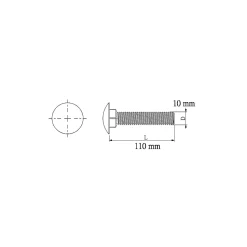5 boulons tête ronde collet carré 10 x 110 mm