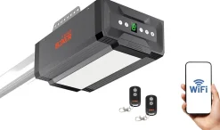 Boxer Ouvre-porte de garage WiFi 800N avec application smartphone, rail 3 m, télécommande incluse