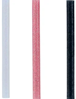 Bâton de colle pailletée pour décoration Ø7mm x 94mm, lot de 36 x 3 couleurs (blanc, noir, or)