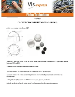 Cache Ecrou ou cache tête vis Tête hexagonale TH M8 nylon noir Sur plat 13 - 4000 pièces