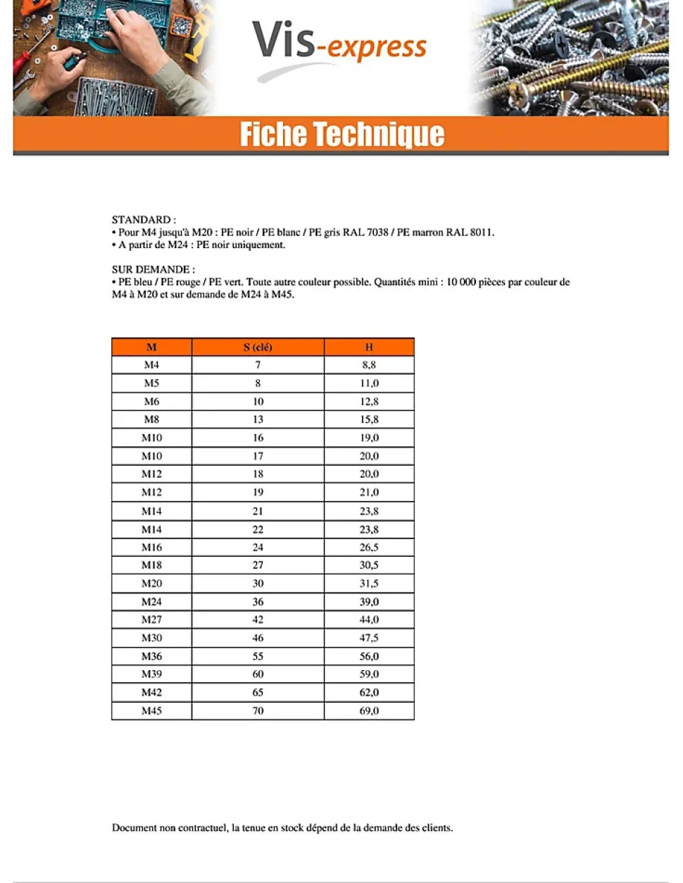 Cache Ecrou ou cache tête vis Tête hexagonale TH M22 nylon blanc Sur plat 32 - 10 pièces