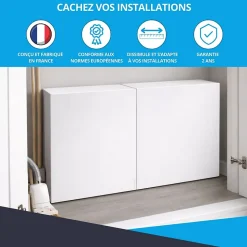 Cache nourrice plomberie ATOLE en acier Blanc - Largeur réglable - Taille 1