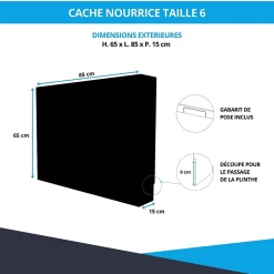 Cache nourrice plomberie ATOLE en acier Blanc - Largeur réglable - Taille 4 : 650 x 605 à 1150 x 150 mm