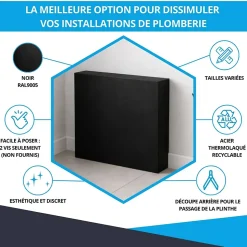 Cache nourrice plomberie ATOLE en acier Blanc - Largeur réglable - Taille 4 : 650 x 605 à 1150 x 150 mm