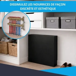 Cache nourrice plomberie ATOLE en acier Noir - Largeur fixe - Taille 1 : 450 x 450 x 150 mm