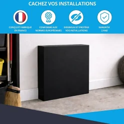 Cache nourrice plomberie ATOLE en acier Noir - Largeur fixe - Taille 1 : 450 x 450 x 150 mm