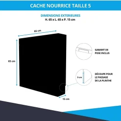 Cache nourrice plomberie ATOLE en acier Noir - Largeur fixe - Taille 1 : 450 x 450 x 150 mm