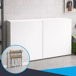 Cache nourrice plomberie ATOLE en acier Blanc - Largeur réglable - Taille 3 : 650 x 355 à 650 x 150 mm
