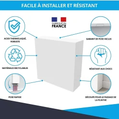 Cache nourrice plomberie ATOLE en acier Blanc - Largeur fixe - Taille 2 : 450 x 650 x 150 mm