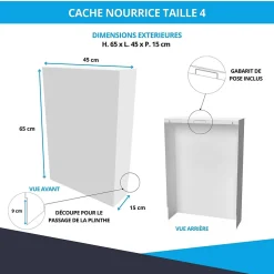 Cache nourrice plomberie ATOLE en acier Blanc - Largeur fixe - Taille 2 : 450 x 650 x 150 mm