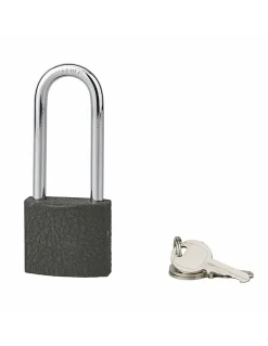 Cadenas ACERA gris à clé, base 40 mm, anse 1/2 haute 61 mm, anse acier cémenté, 3 clés - SP