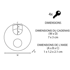 Cadenas à clé Master Lock Excell M40EURD disque en acier inoxydable Ø70 mm hauteur de l'anse 16 mm