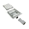 Caniveau de douche carré motif quadrillé DOMEO 12 x 12 cm siphon anti-odeurs, drainage 36l/min, h. réglable SANIVERRE