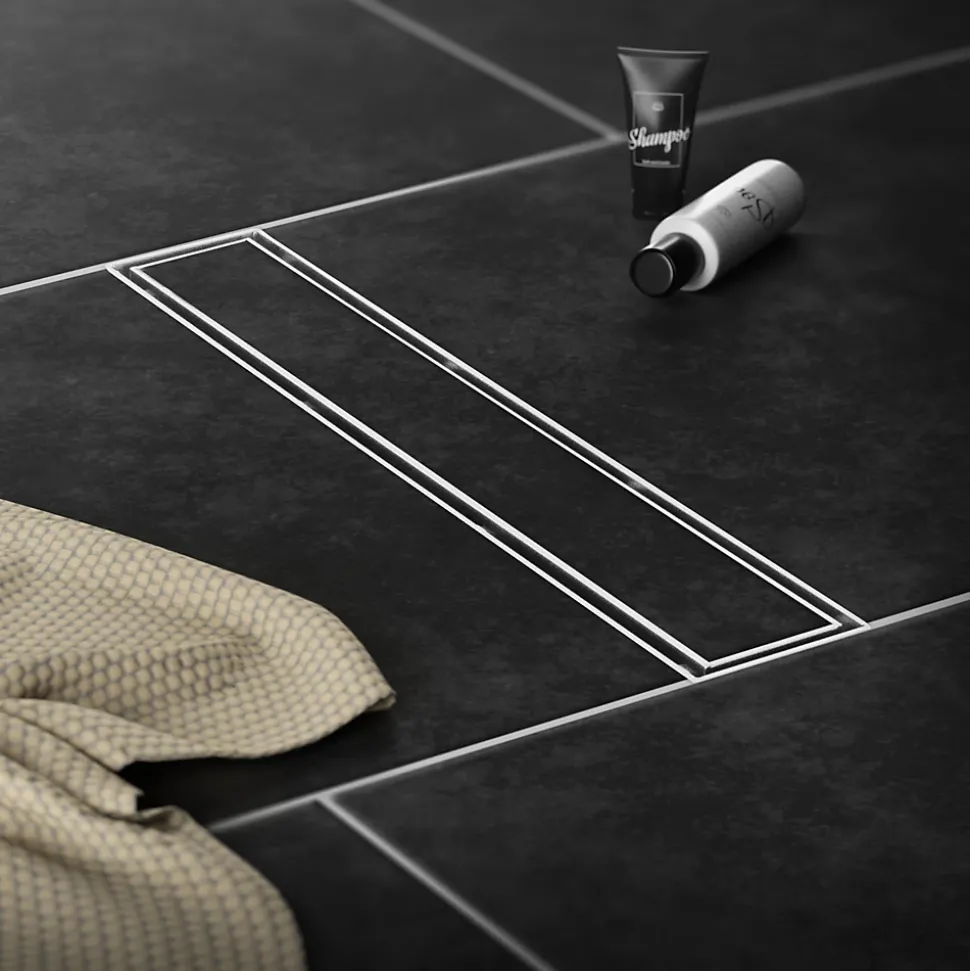 Caniveau de Douche 50 cm 2en1 à Carreler, Argent, Acier Inoxydable