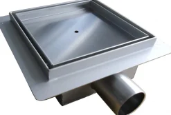Caniveau de douche en acier inoxydable S8 pour douche prêt à carreler - dimensions 15x15cm