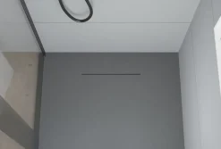 Caniveau de douche en Acier inox avec Siphon évacuation, Drain de cabine de douche avec Filtre anti-odeurs, Métal, FlexM03, 80cm