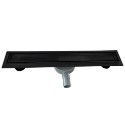 Caniveau de douche 2en1 VINY L.100 cm, réversible à carreler ou inox noir + siphon 360, drainage 36l/min - SANIVERRE